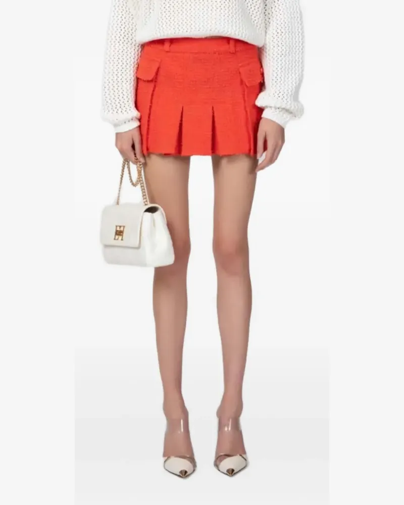 Elisabetta Franchi Tweed-Minirock mit Falten - Orange Orange