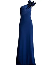 Tadashi Shoji Asymmetrische Robe mit Blumenapplikation Blau