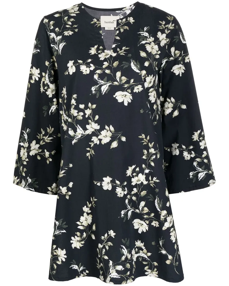 Bambah Tunika mit Blumen-Print - Schwarz Schwarz
