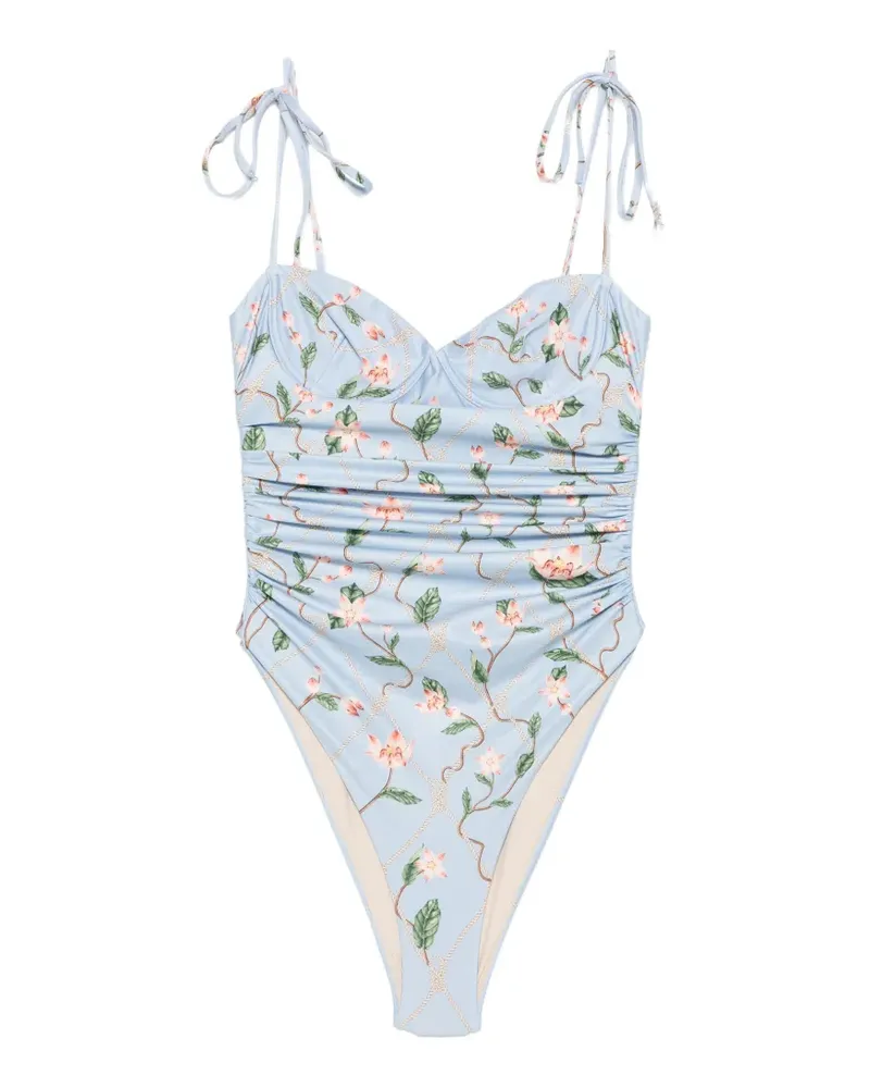 AGUA BENDITA Rábano Navegante floral-print swimsuit - Blau Blau