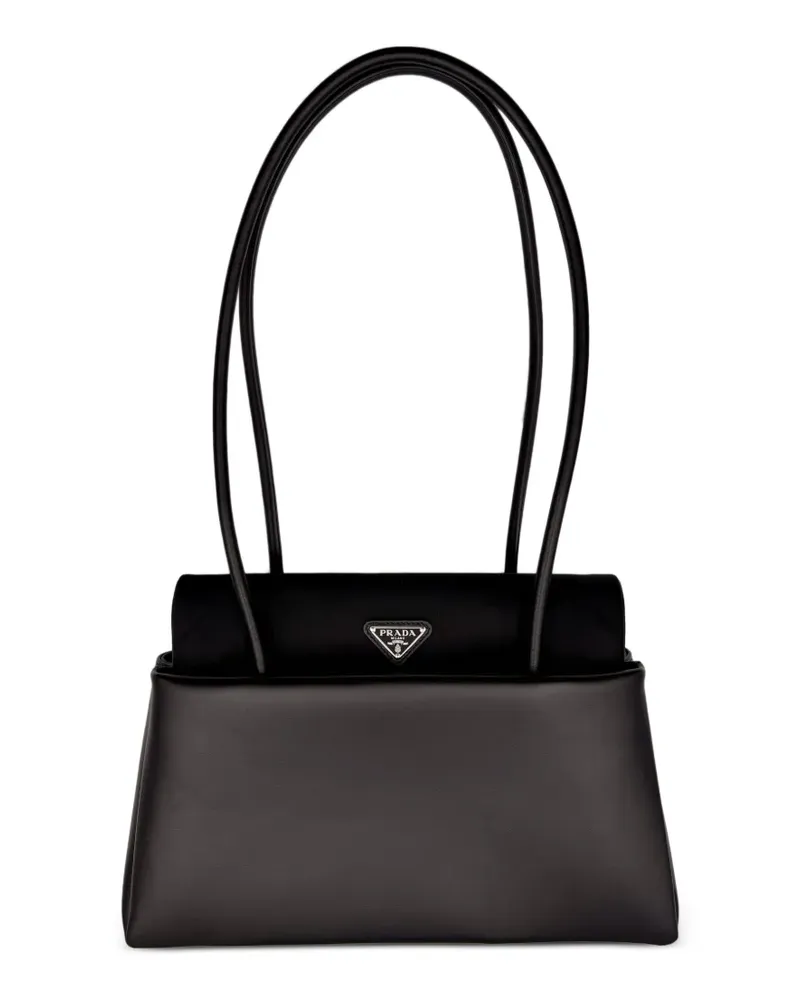 Prada Schultertasche mit Logo-Schild - Schwarz Schwarz