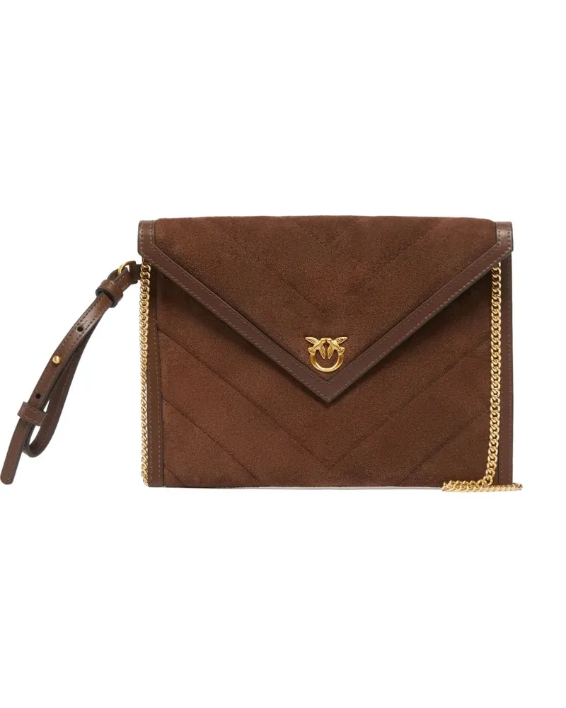 Pinko Gesteppte Clutch aus Wildleder - Braun Braun