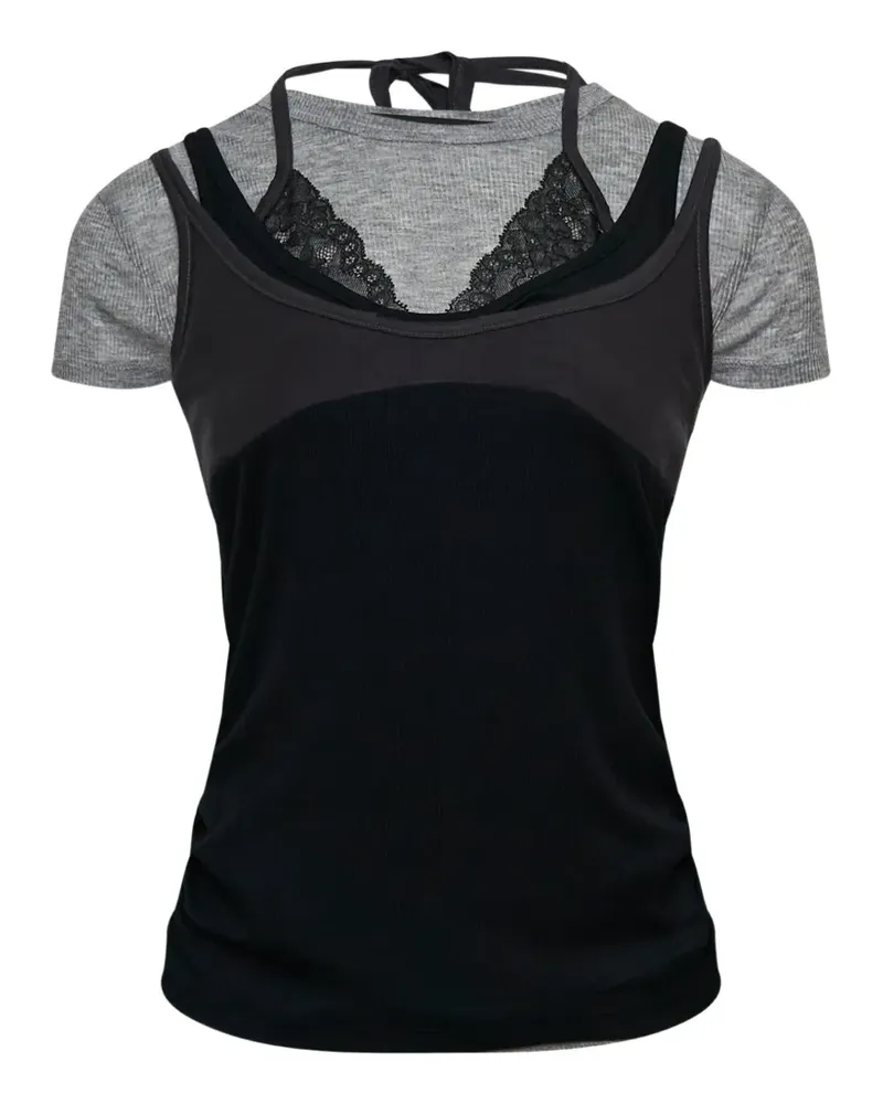 Andersson Bell layered lace-trim T-shirt - Schwarz Schwarz