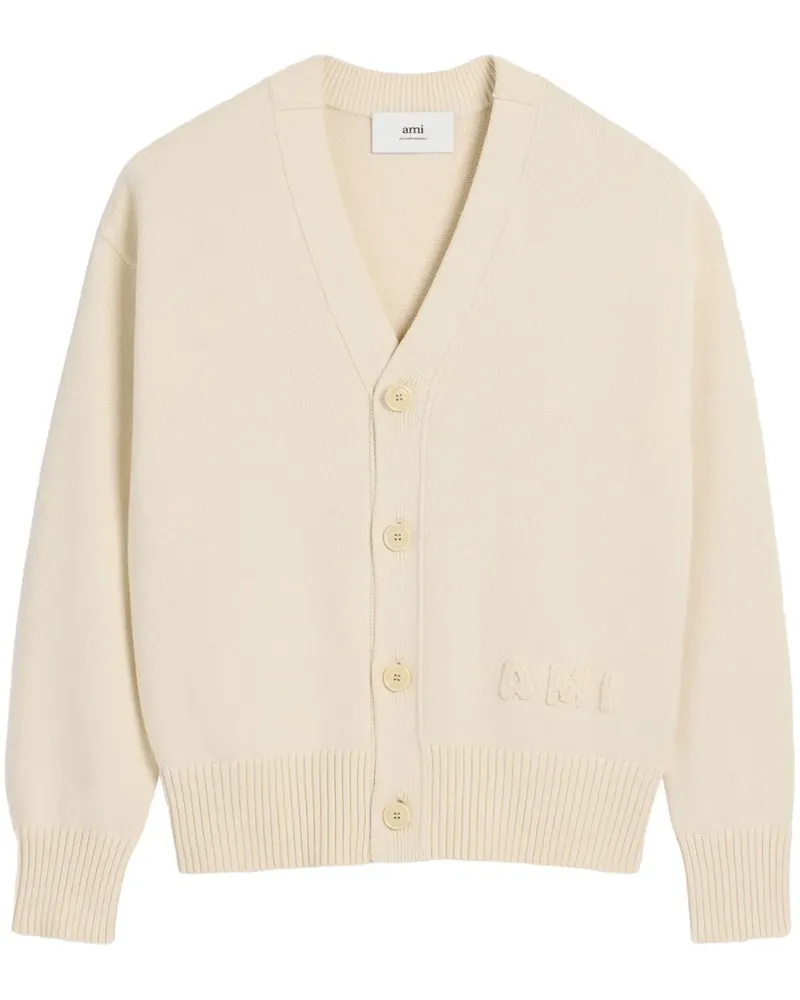 AMI Paris Cardigan mit Logo-Stickerei - Nude Nude