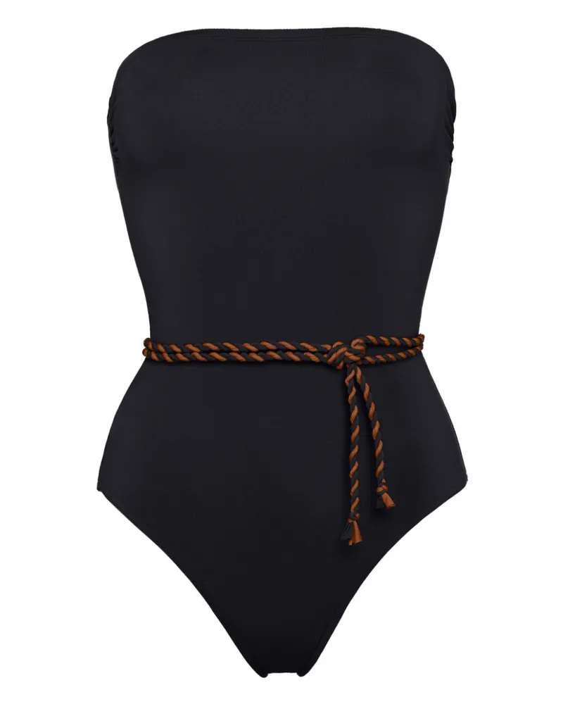 Eres Majorette Bustier-Badeanzug mit Bindegürtel - Schwarz Schwarz