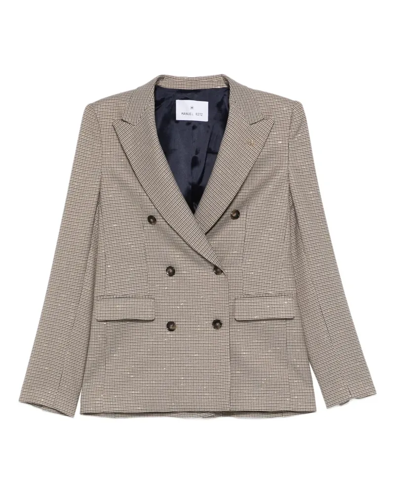 Manuel Ritz Doppelreihiger Blazer mit Pailletten - Braun Braun