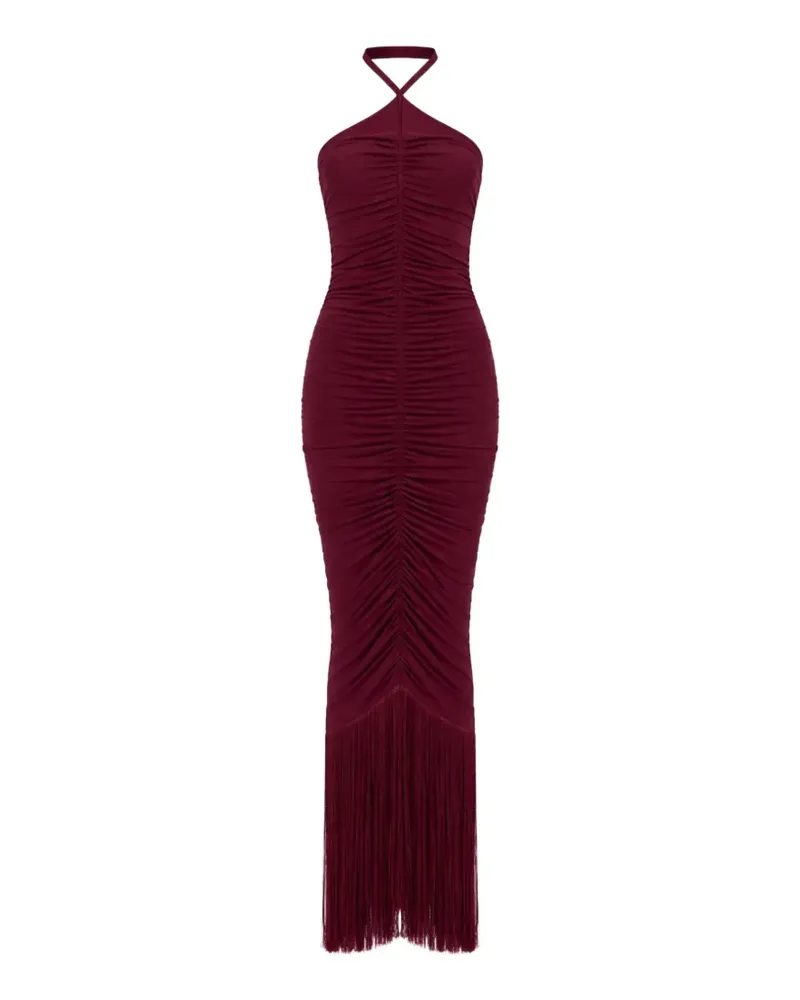 Baobab Collection Gerafftes Zoe Maxikleid mit Fransen - Rot Rot
