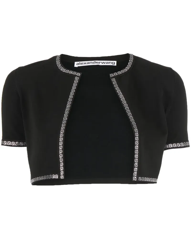Alexander Wang Cropped-Cardigan mit Logo - Schwarz Schwarz