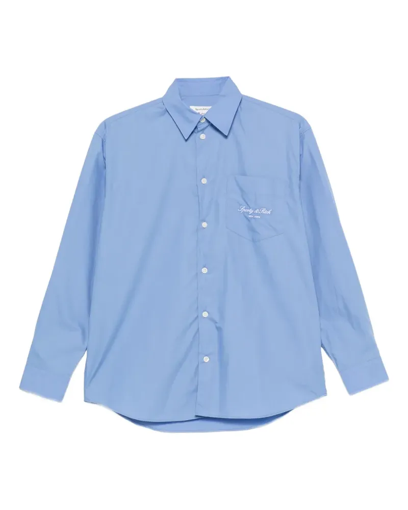 SPORTY & RICH logo-embroidered chest-pocket shirt - Blau Blau