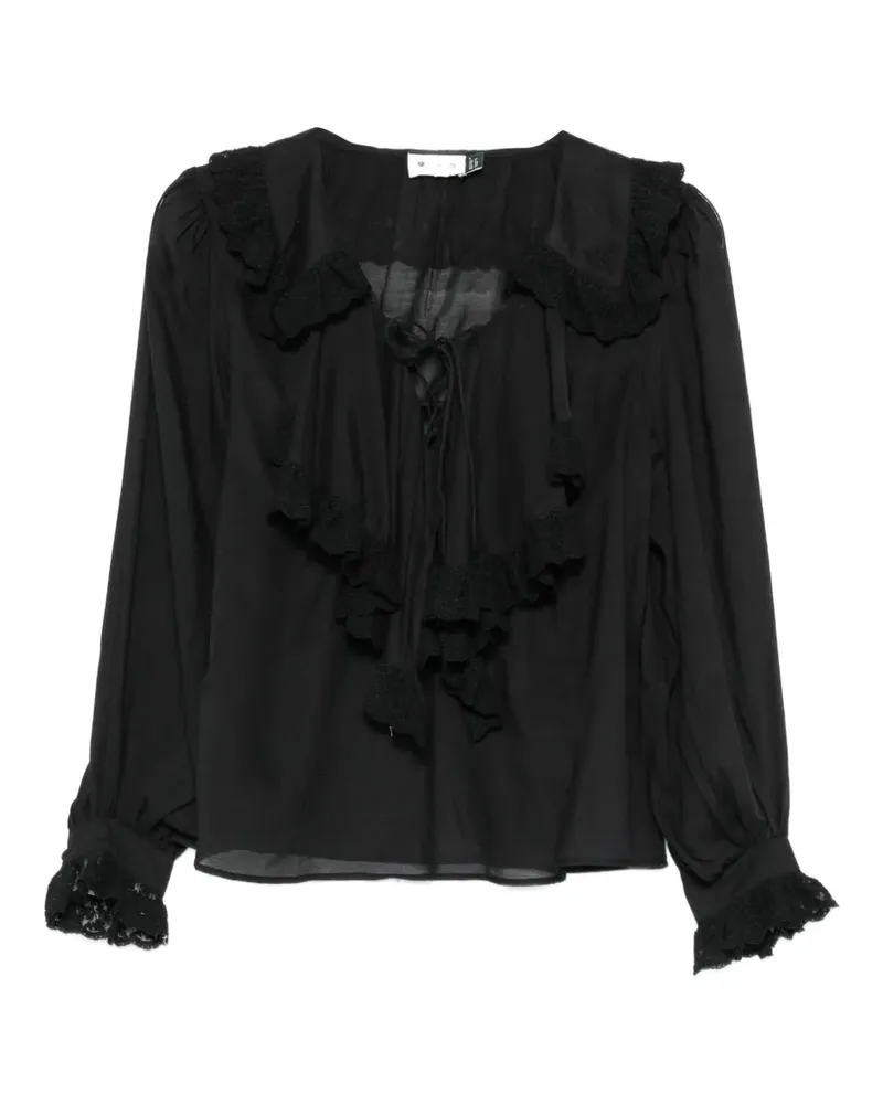 RIXO Milia ruffled lace-trim blouse - Nude Nude