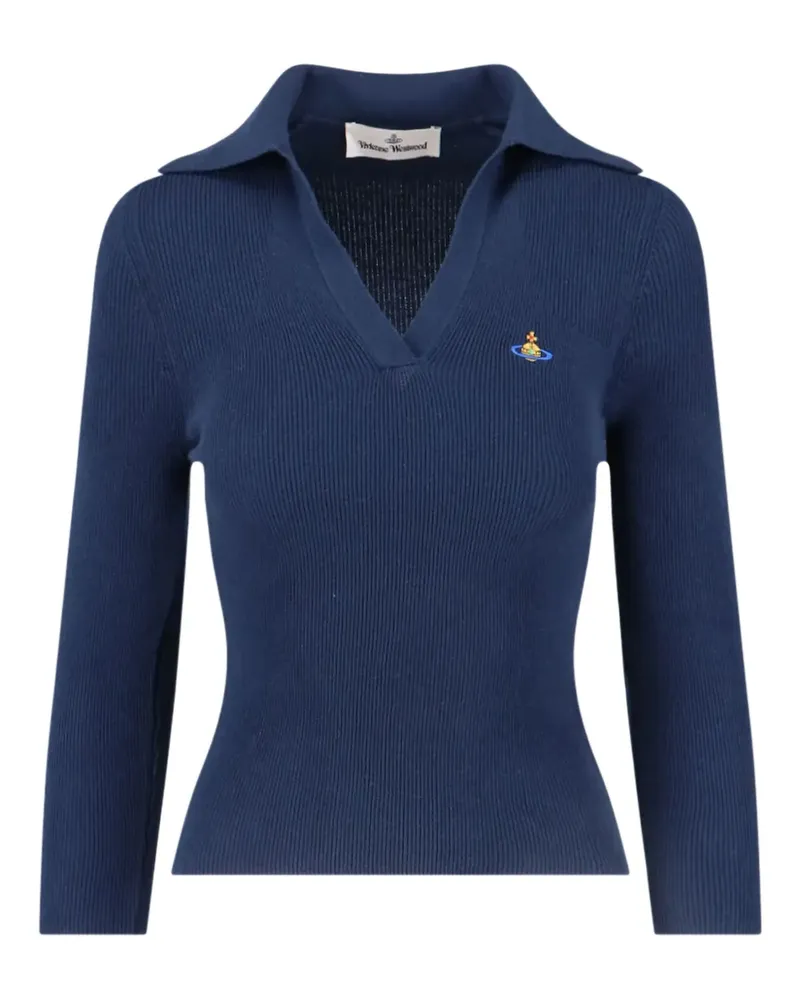 Vivienne Westwood Gerippter Pullover mit Orb-Verzierung - Blau Blau