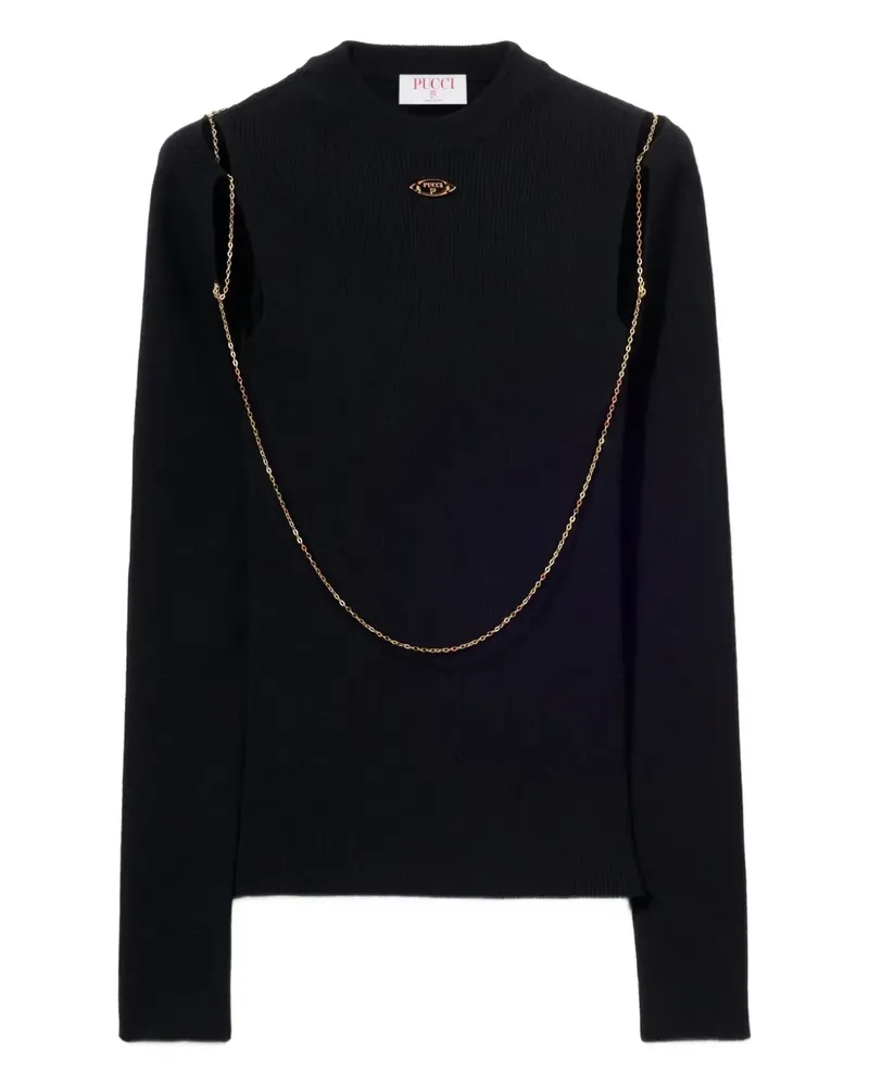 Emilio Pucci Top mit Zierkette - Schwarz Schwarz