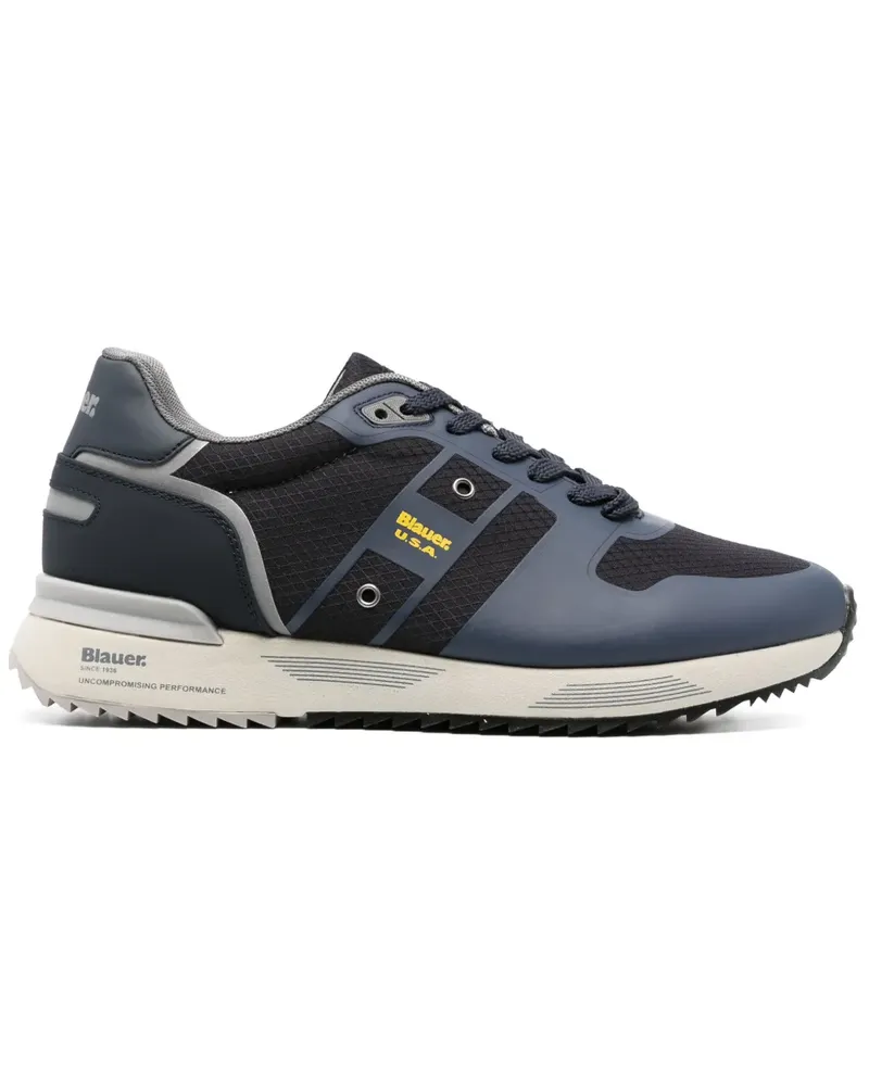 Blauer Sneakers mit Logo-Patch Blau