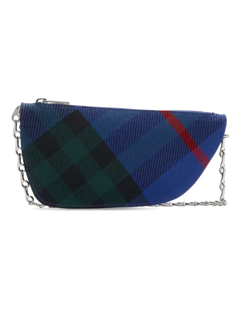 Burberry Shield Mini-Tasche mit Karomuster - Blau Blau