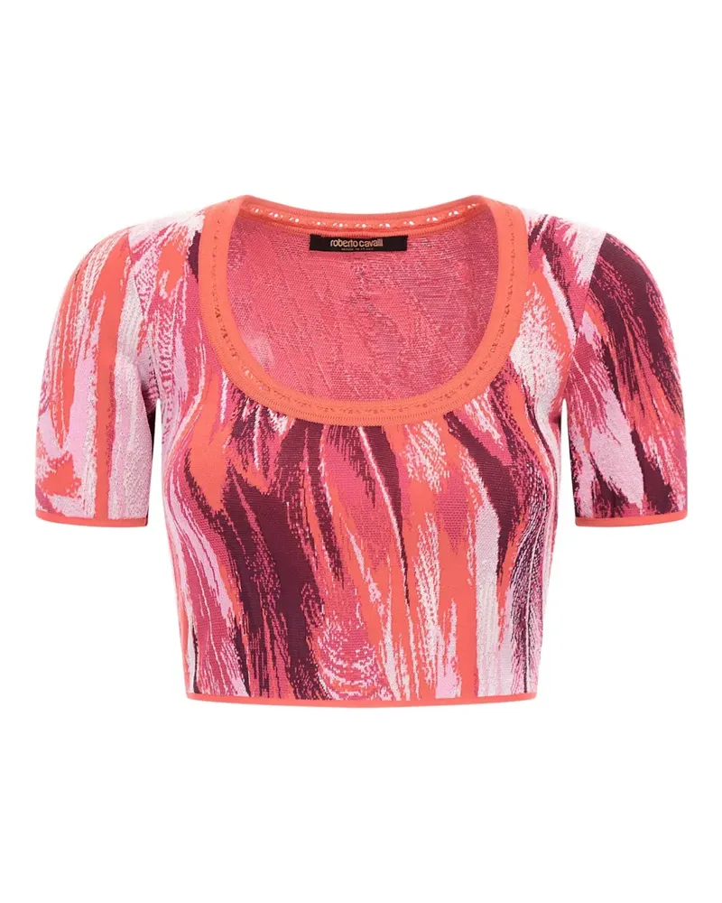 Roberto Cavalli Kurzärmeliges Cropped-Oberteil - Rosa Rosa