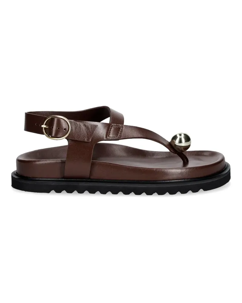 SOULIERS MARTINEZ Spiaggia sphere-detail slingback flat sandals - Braun Braun