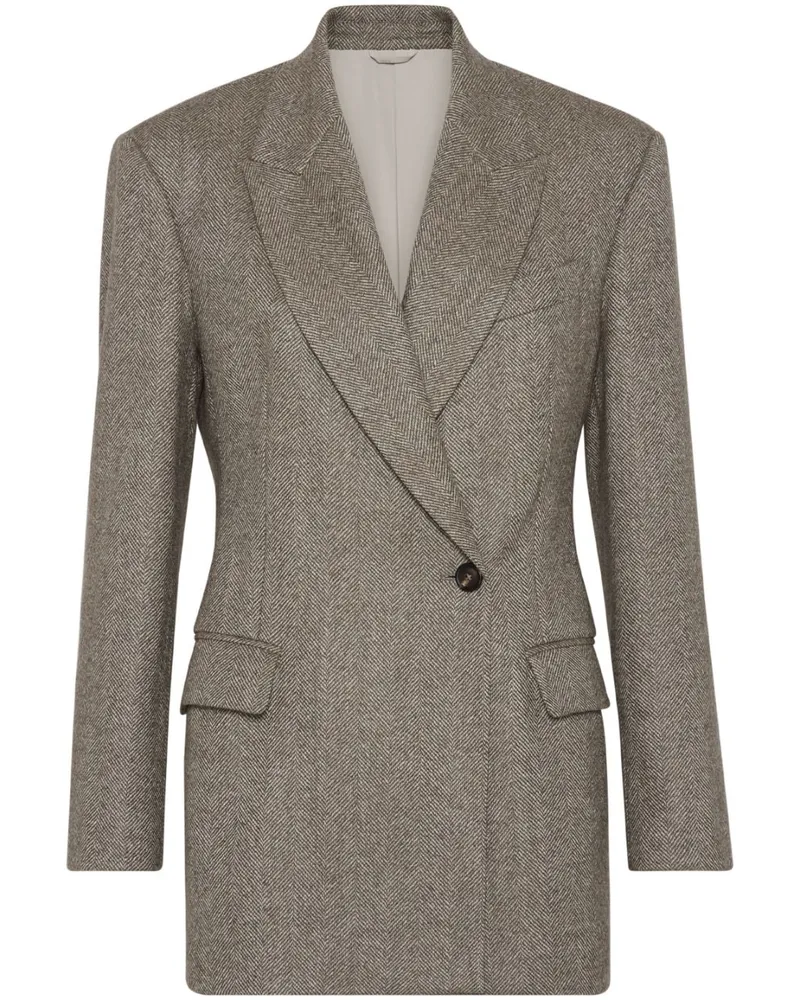 Brunello Cucinelli Sakko mit Fischgrätenmuster - Braun Braun