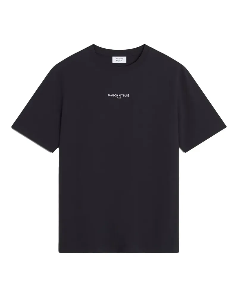 Kitsuné T-Shirt mit Logo-Print - Schwarz Schwarz