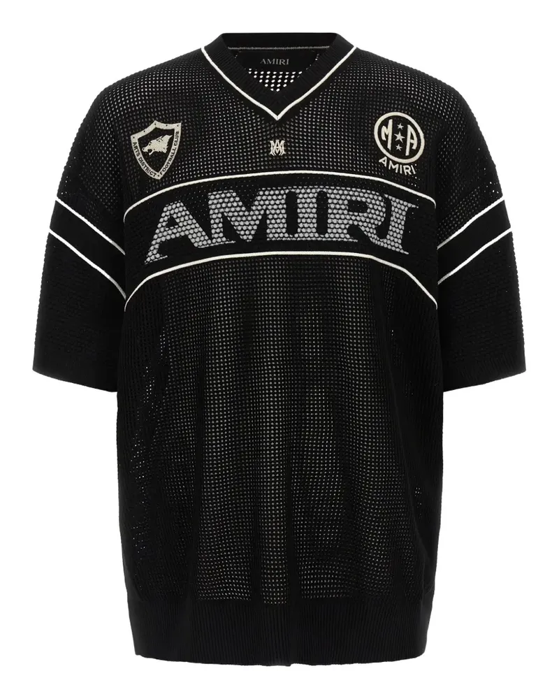 Amiri Besticktes  Sport T-Shirt mit V-Ausschnitt - Schwarz Schwarz