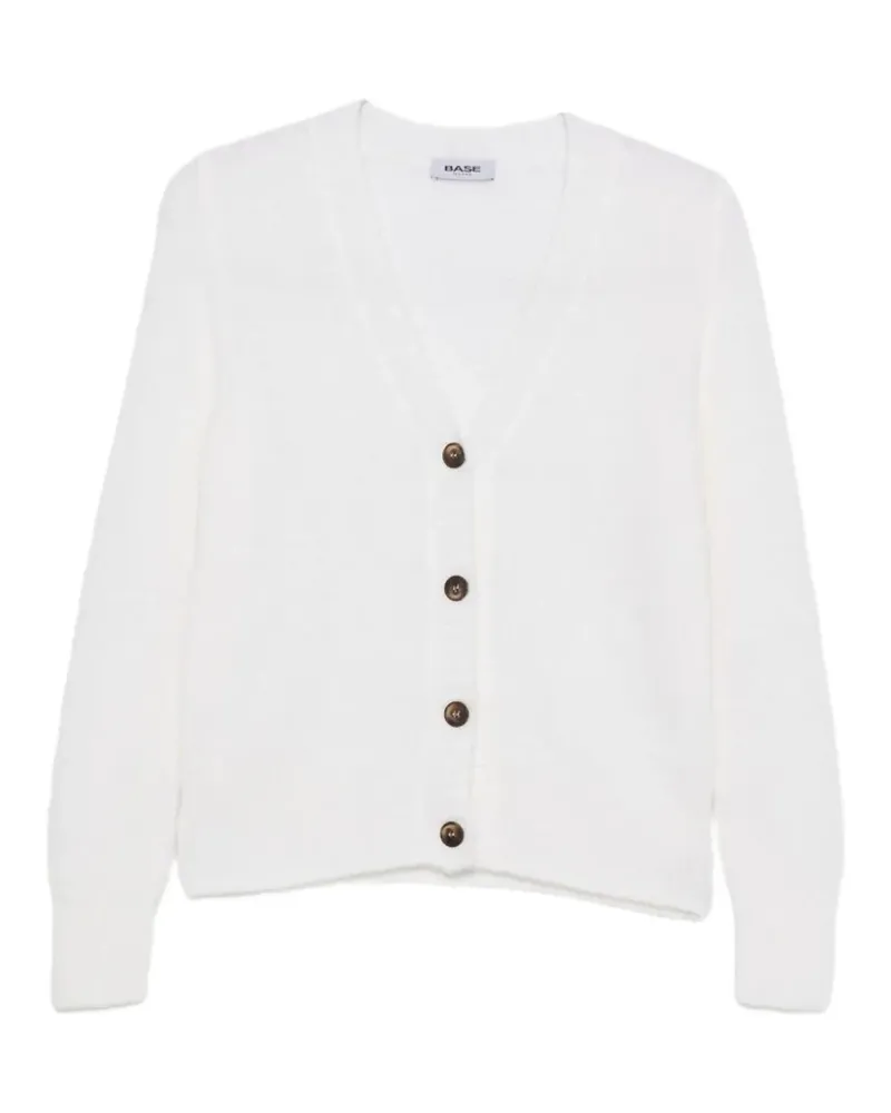 BASE Milano Cardigan mit V-Ausschnitt - Weiß Weiß