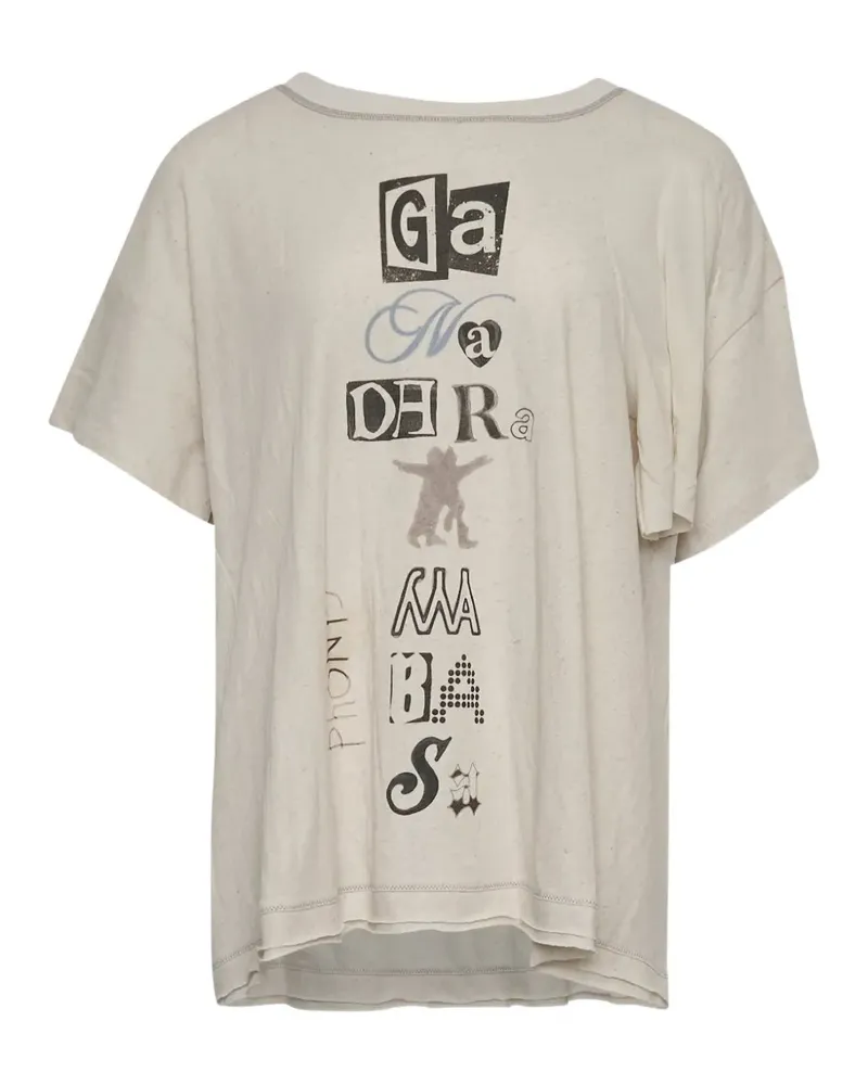 OPEN YY graphic-print scoop-neck T-shirt - Nude Nude