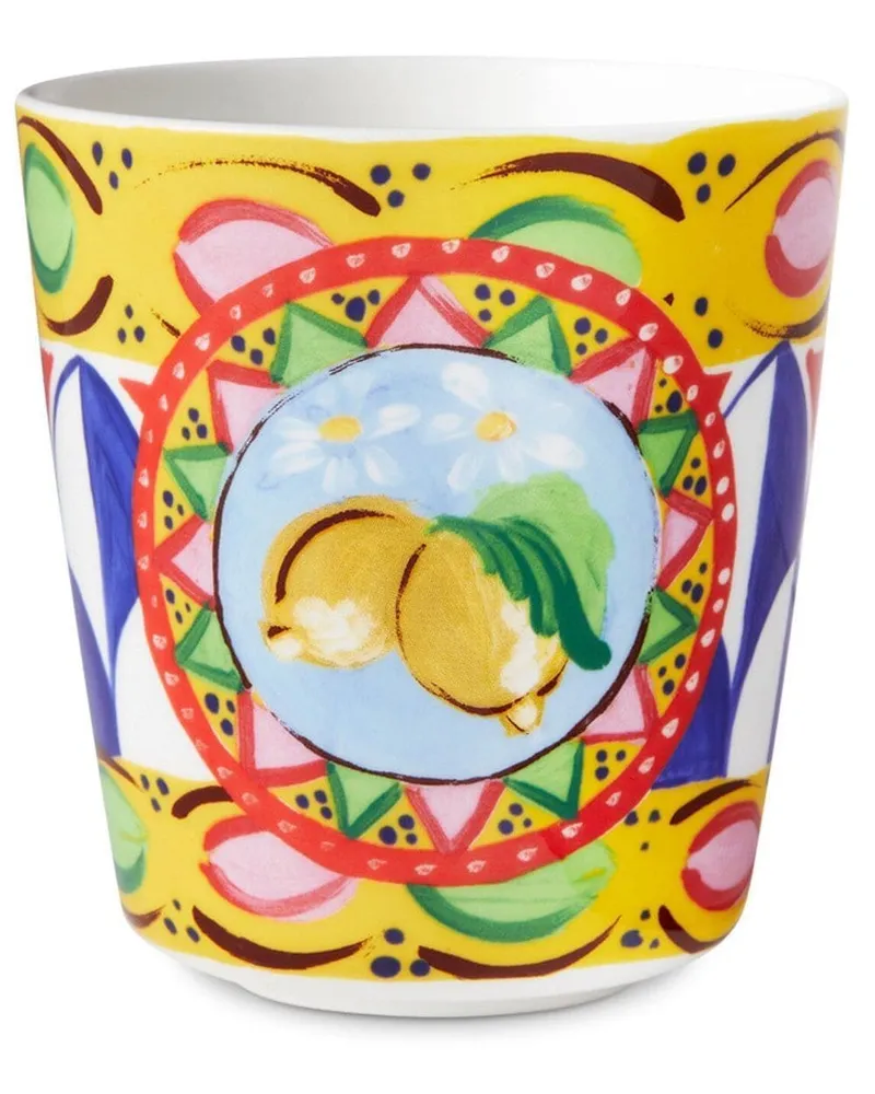 Dolce & Gabbana Porzellanglas mit Carretto-Print - Gelb Gelb