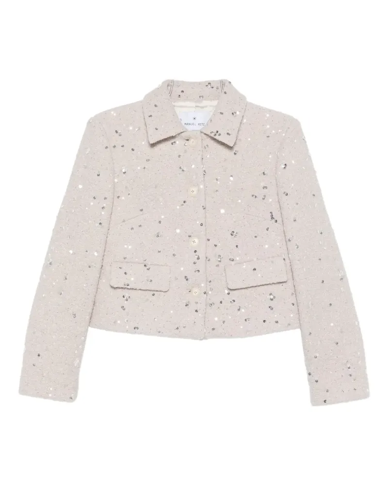 Manuel Ritz sequin-embellished bouclé coat - Nude Nude