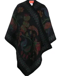 La DoubleJ Poncho mit Print Schwarz