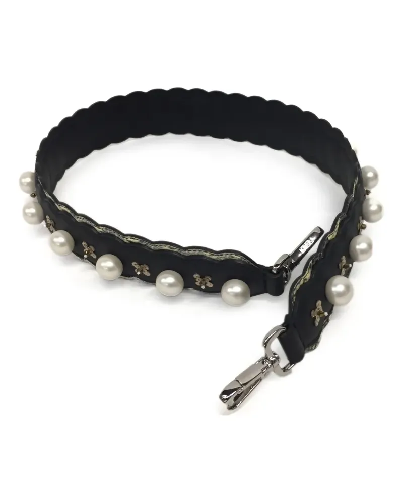 Fendi Strap You' Schulterriemen mit Schlangenlederdetails - Schwarz Schwarz