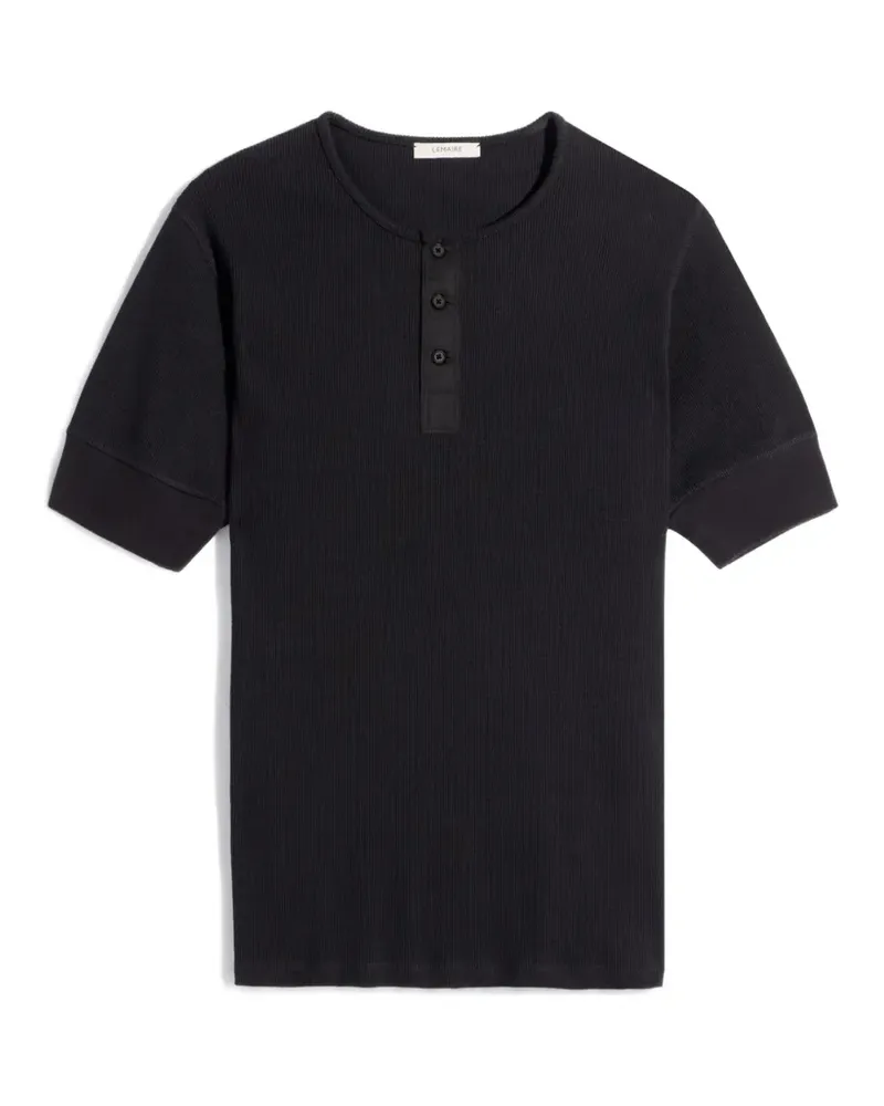 Christophe Lemaire Geripptes T-Shirt mit Knöpfen - Schwarz Schwarz
