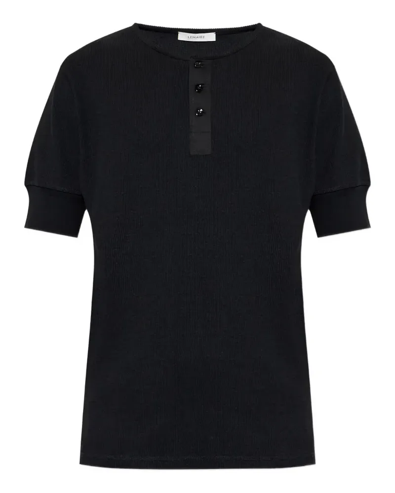 Christophe Lemaire short-sleeve Henley T-shirt - Schwarz Schwarz