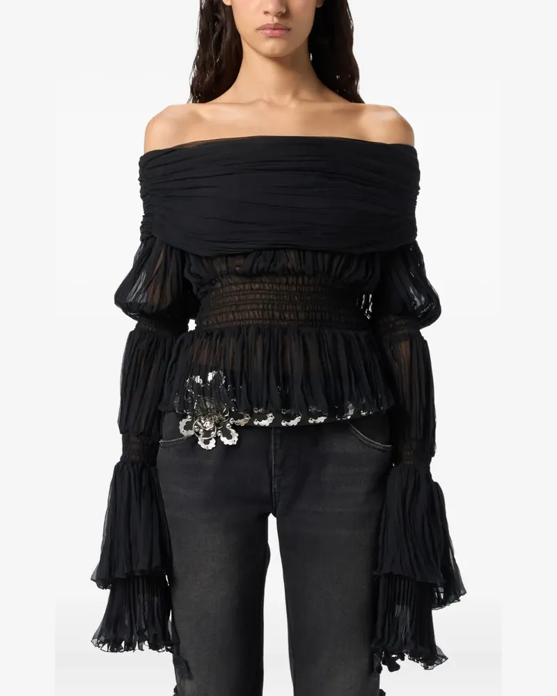 Blumarine Schulterfreies Plissee-Oberteil - Schwarz Schwarz