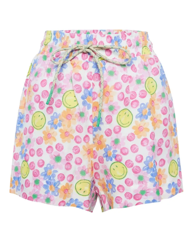 Sandro x Smiley linen-blend floral shorts - Weiß Weiß
