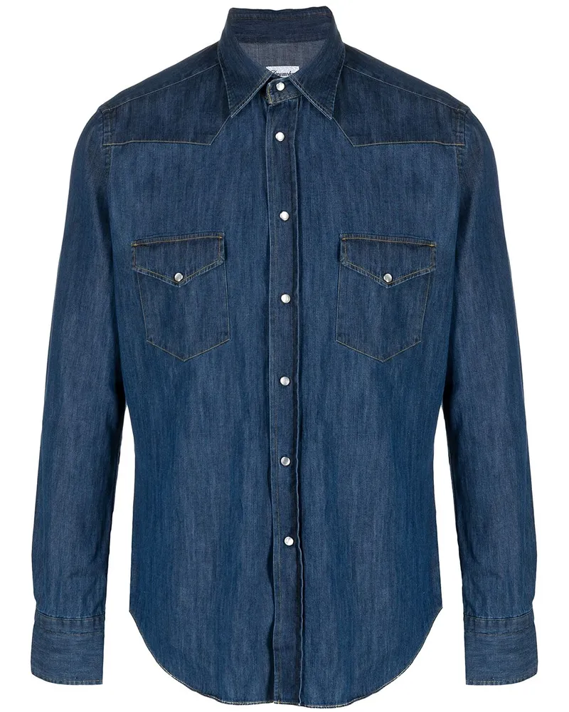 Drumohr  long-sleeved cotton denim shirt Blau