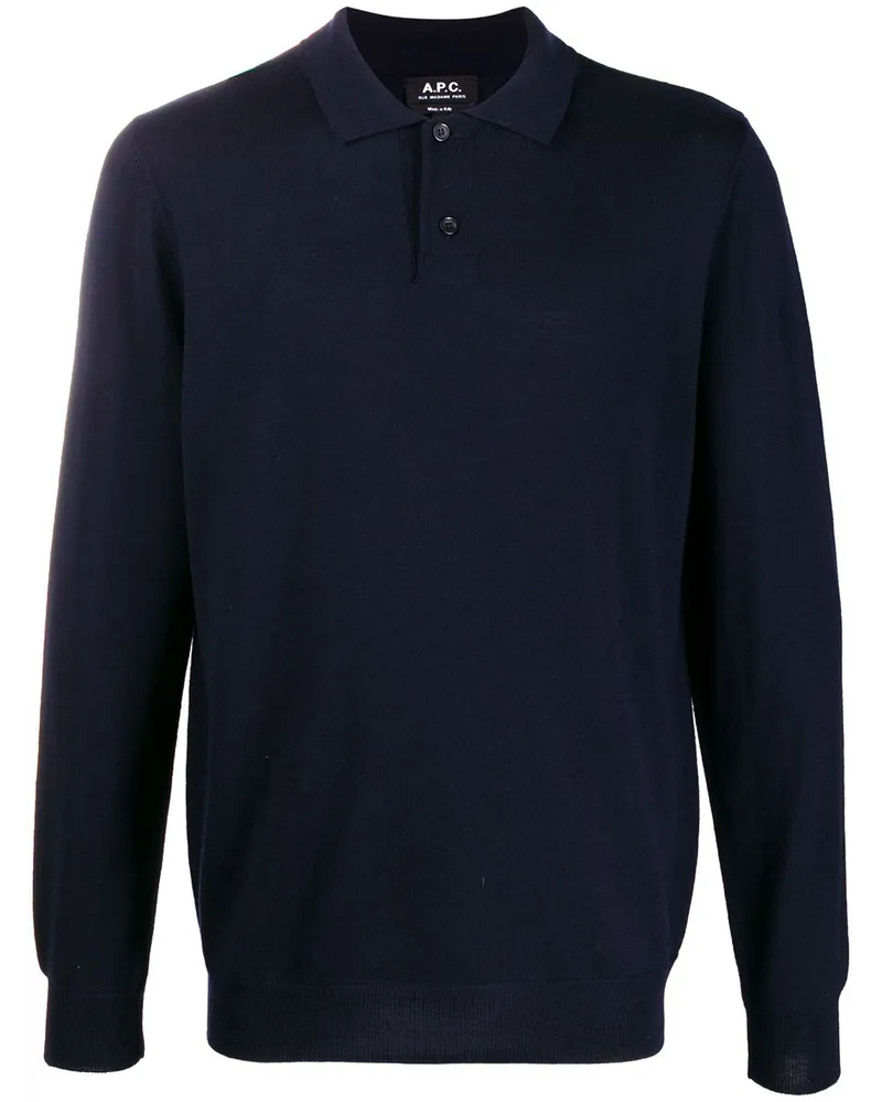 A.P.C. Pullover mit Poloshirtkragen - Blau Blau