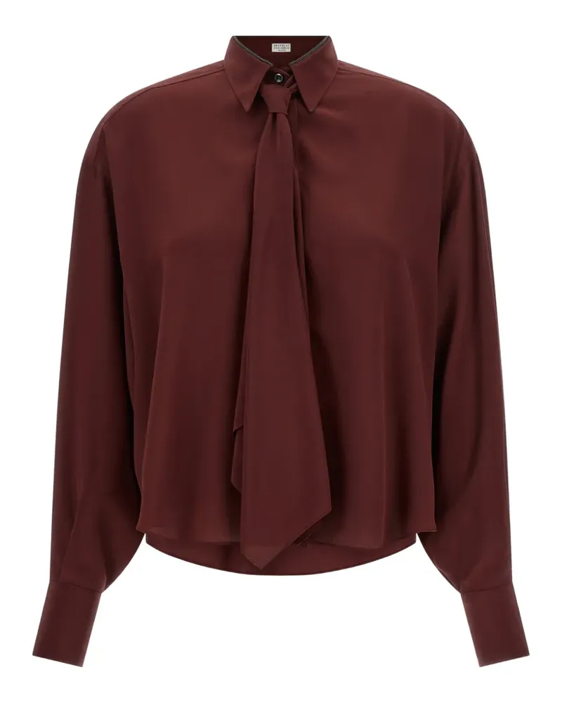 Brunello Cucinelli Monile-embellished silk shirt - Rot Rot