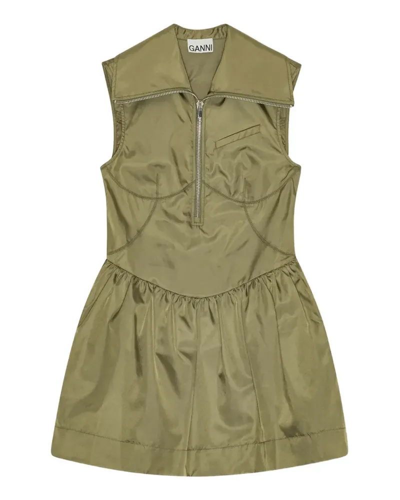 Ganni Minikleid mit Kragen - Grün Grün