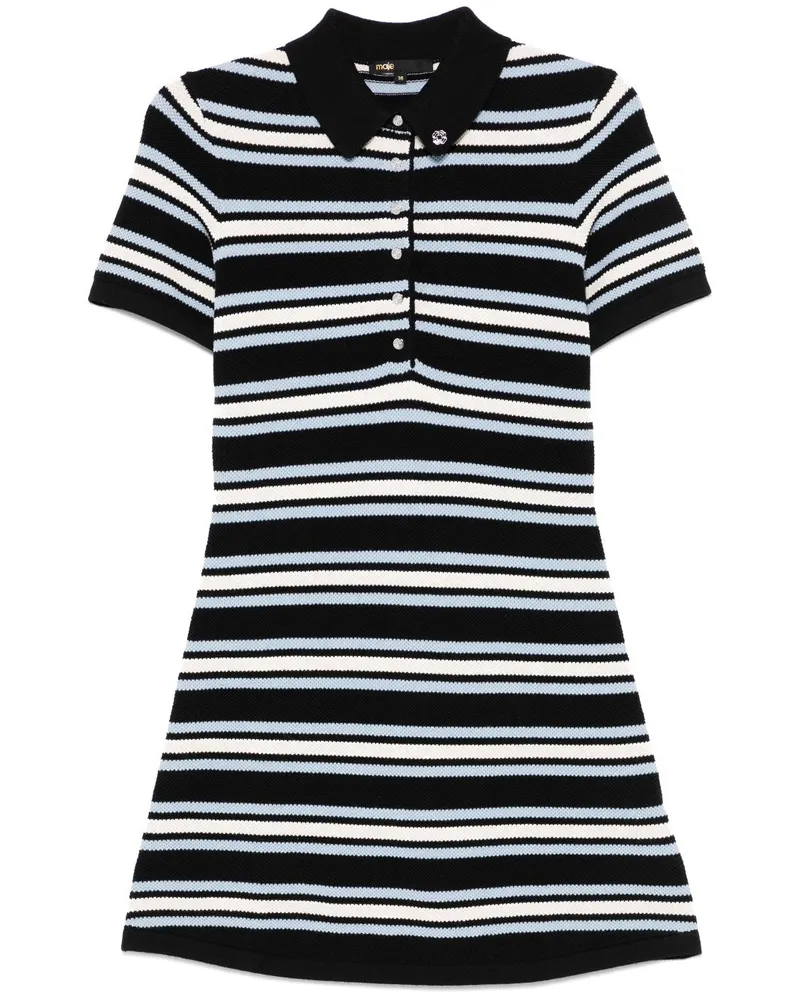 Maje Gestreiftes Minikleid - Schwarz Schwarz