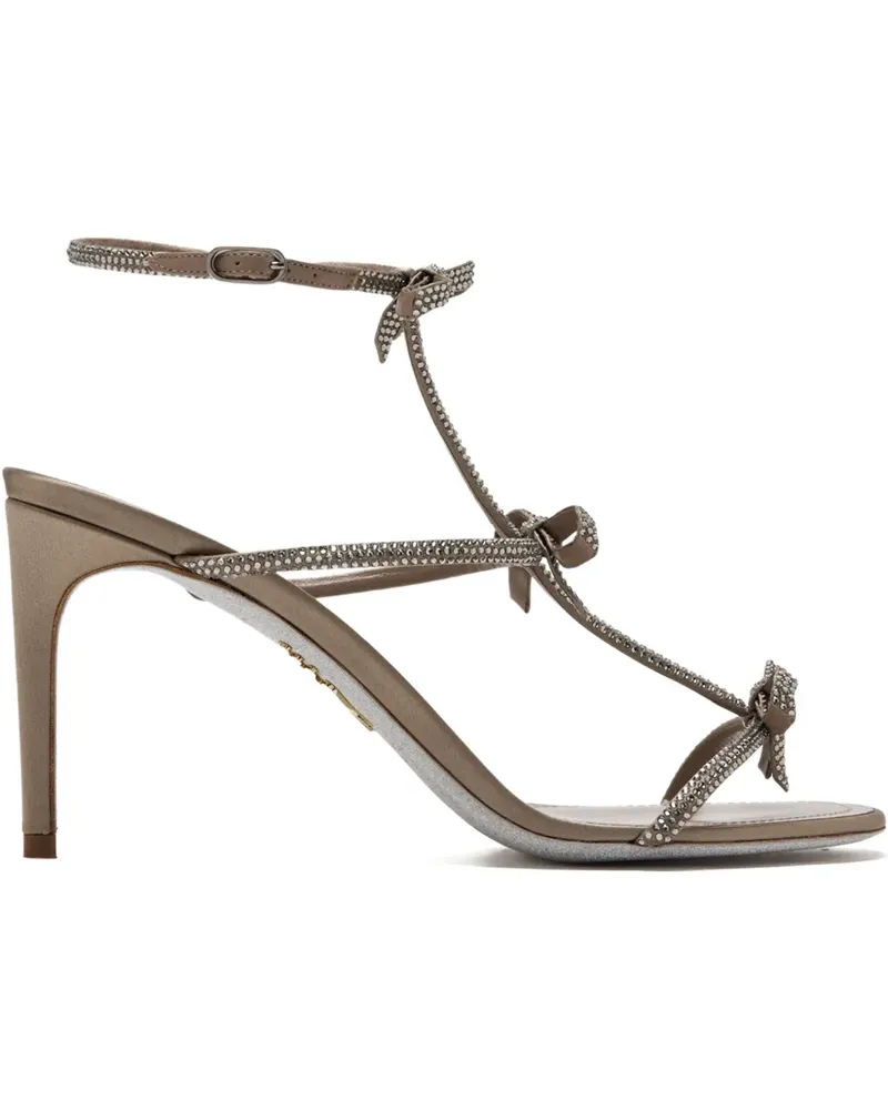 René Caovilla Caterina Sandalen mit kristallverzierter Schleife 80mm - Nude Nude