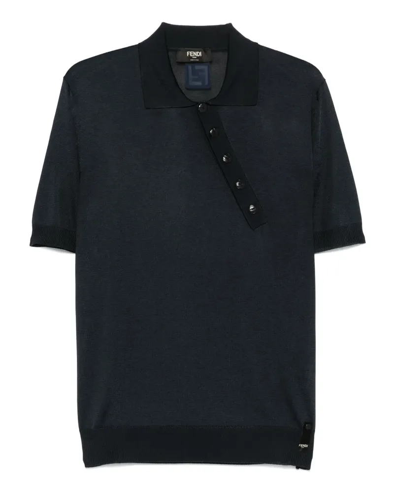 Fendi Asymmetrisches Poloshirt - Blau Blau