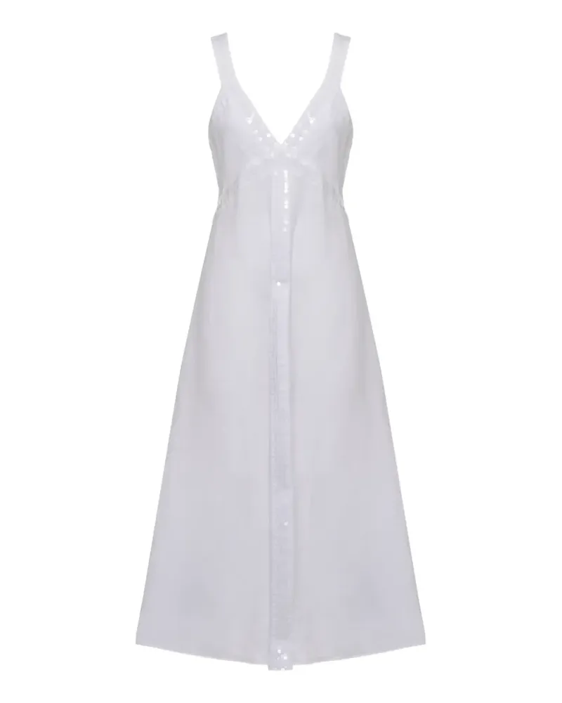 120% Lino sequin-embellished sleeveless midi dress - Weiß Weiß