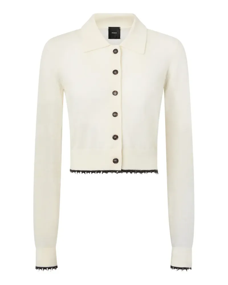 Pinko cropped cardigan with polo collar - Nude Nude