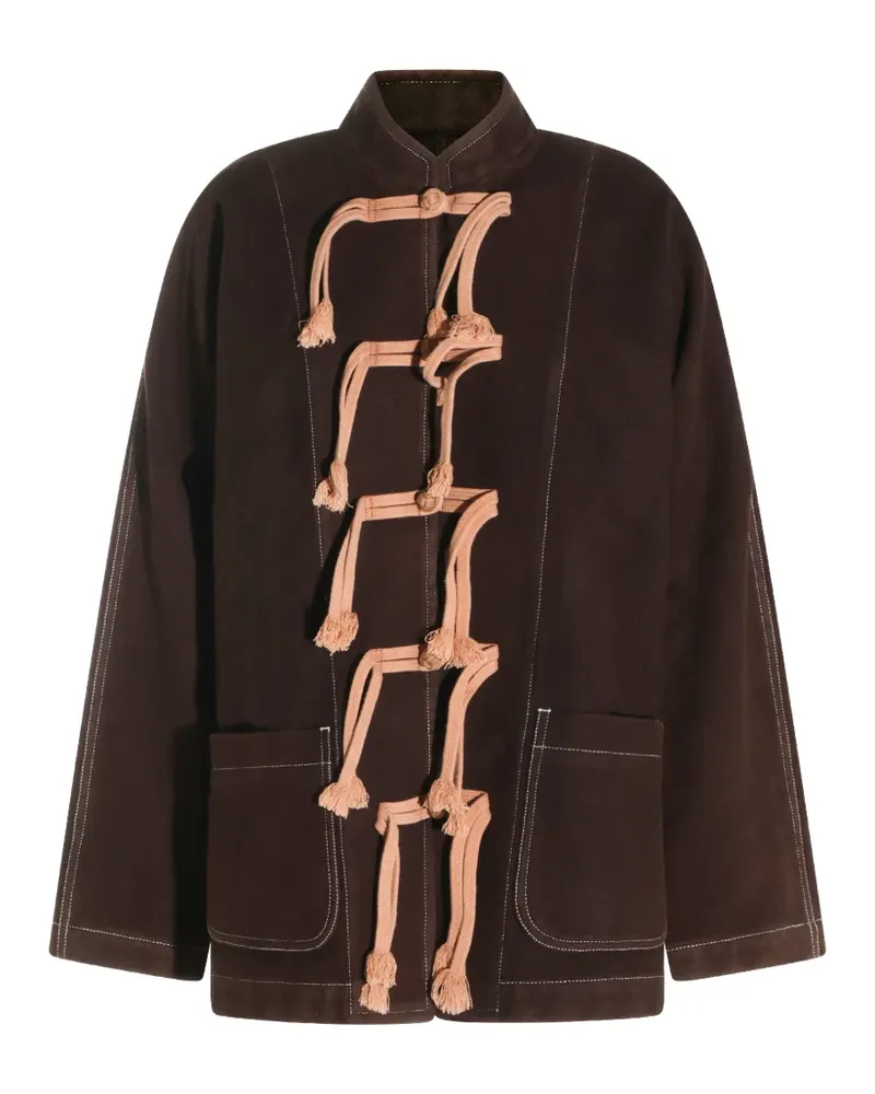 Uma Wang Jacke mit Kontrastnähten und Knebelverschluss - Braun Braun