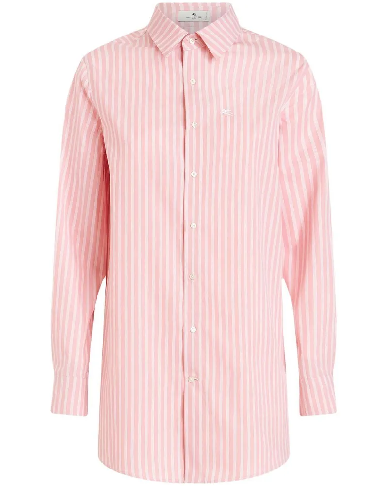 Etro Gestreiftes Hemd mit Logo - Rosa Rosa