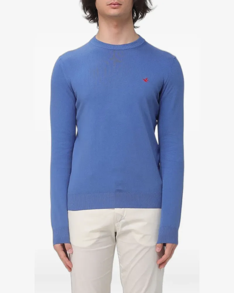 Brooksfield logo-embroidered crew-neck sweater - Blau Blau