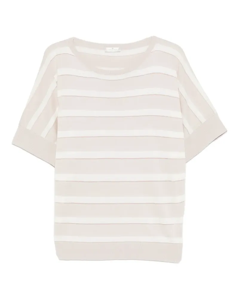 PANICALE Cashmere striped short-sleeve top - Nude Nude