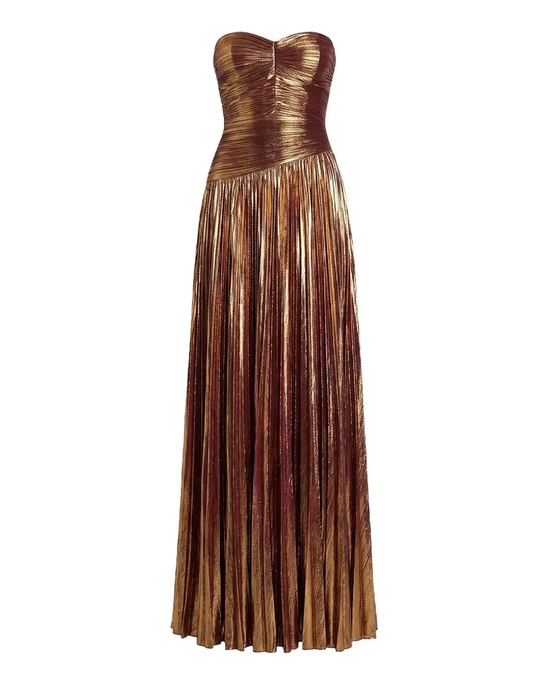 Retrofête Saba Maxikleid im Metallic-Look - Gold Gold