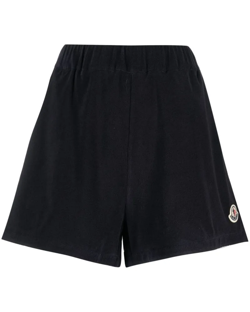 Moncler Shorts aus Velours mit Logo-Patch - Blau Blau