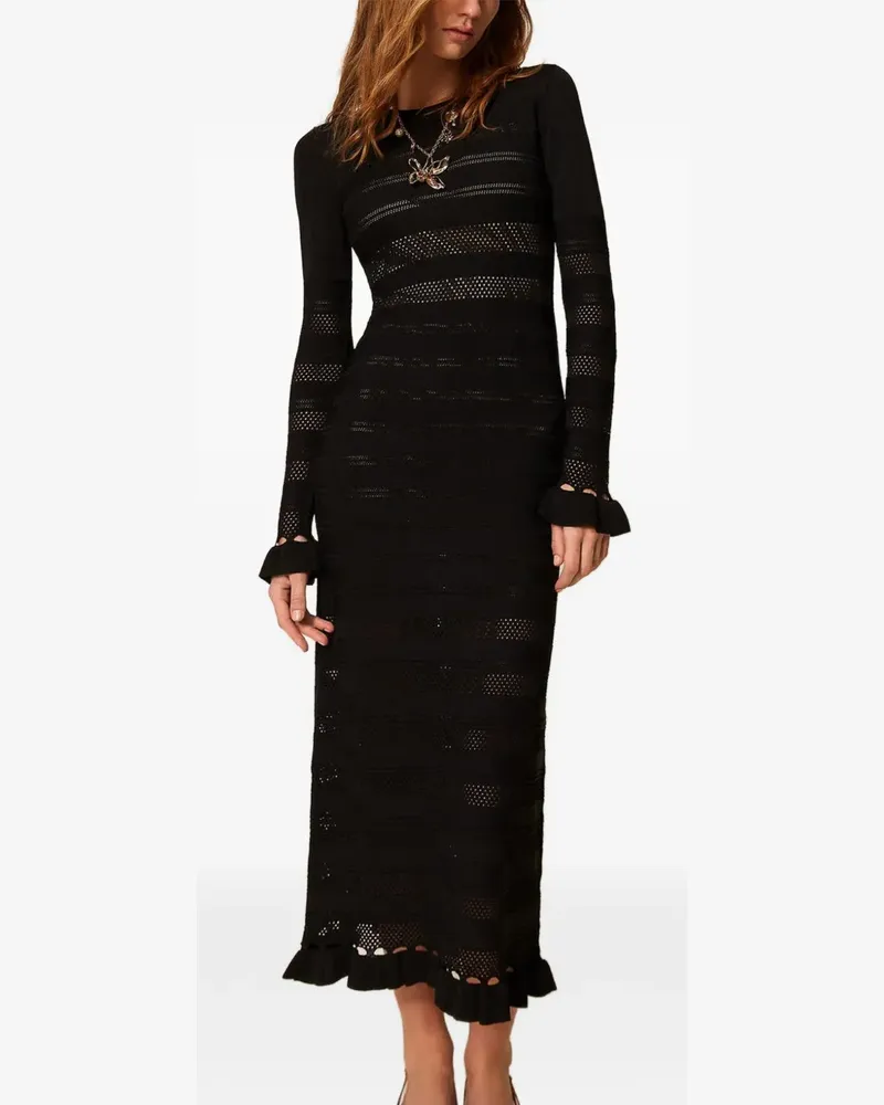 Twin-Set Kleid mit Rüschendetail - Schwarz Schwarz