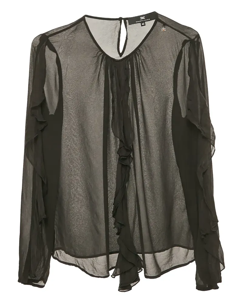 Elisabetta Franchi Sheer-Bluse mit Rüschen - Schwarz Schwarz